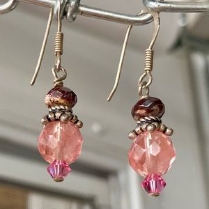 Earrings handcrafted with watermelon tourmaline